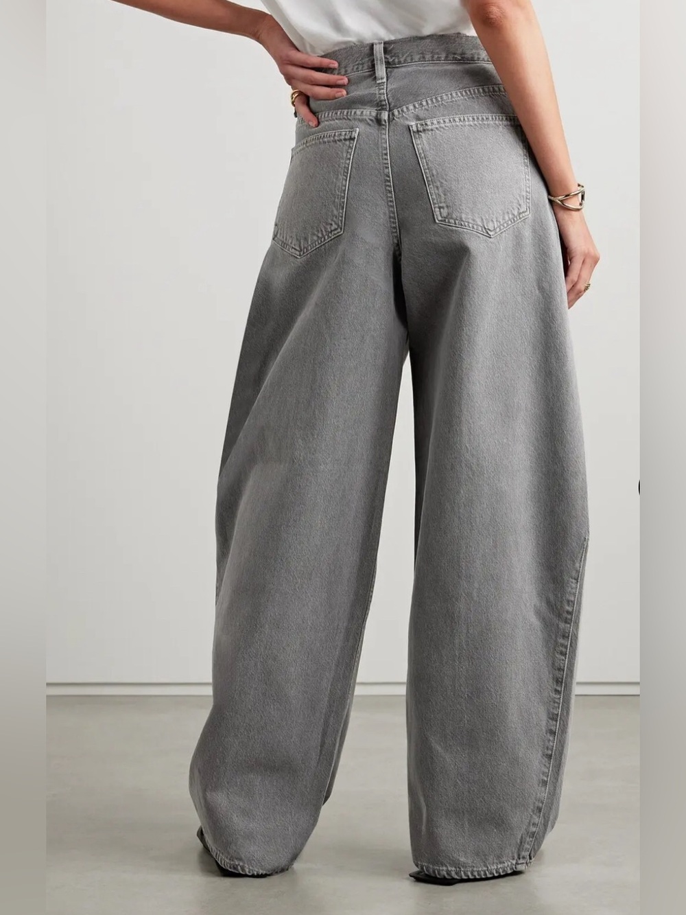 Agolde Kristen high-rise wide-leg jeans in a grey faded 'Dollar' wash - Picture 2 of 15